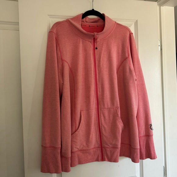 Plus Size Pink Long Sleeve Sports Shirt Jacket - Picture 1 of 5